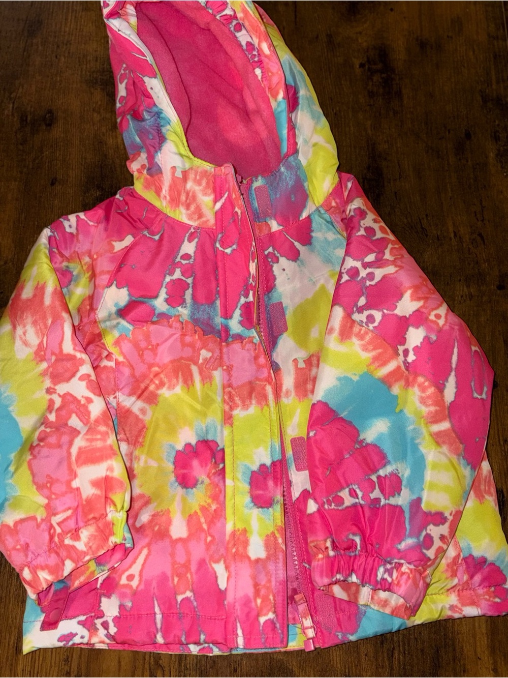The Children's Place Pink Multi Tie-Dye Hooded Puffer Jacket
